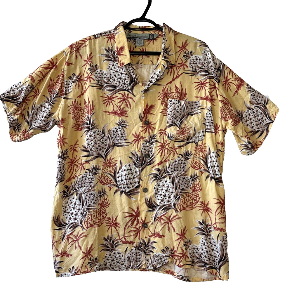 Vintage Pineapple Connection Hawaiian Aloha Shirt Rayon Mens Size M HeyMan